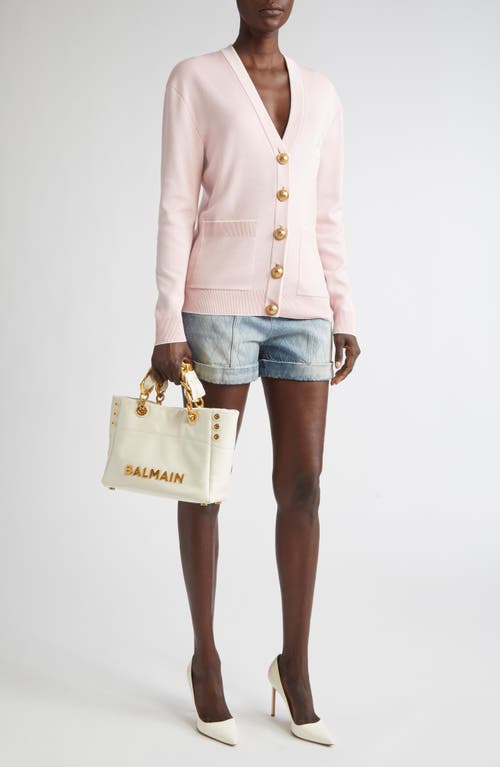Balmain Logo Emblem Silk & Cotton Cardigan