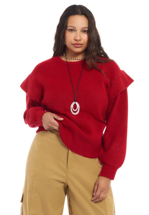 Sleeve Detail Mock Neck Sweater (plus)