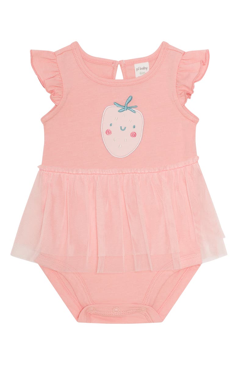 PL Baby by Petit Lem Strawberry Tutu Bodysuit, Leggings, Socks & Headband Set, Alternate, color, Strawberries