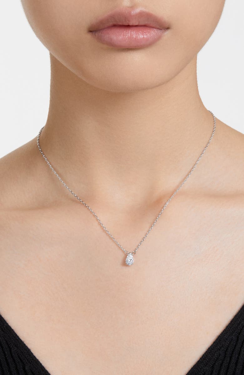 Swarovski Stilla Pear Crystal Pendant Necklace, Alternate, color, White