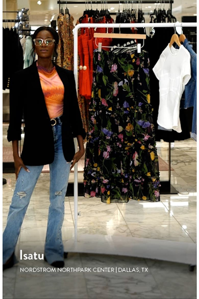 Thieaa Floral Ruffle Tiered Chiffon Skirt video