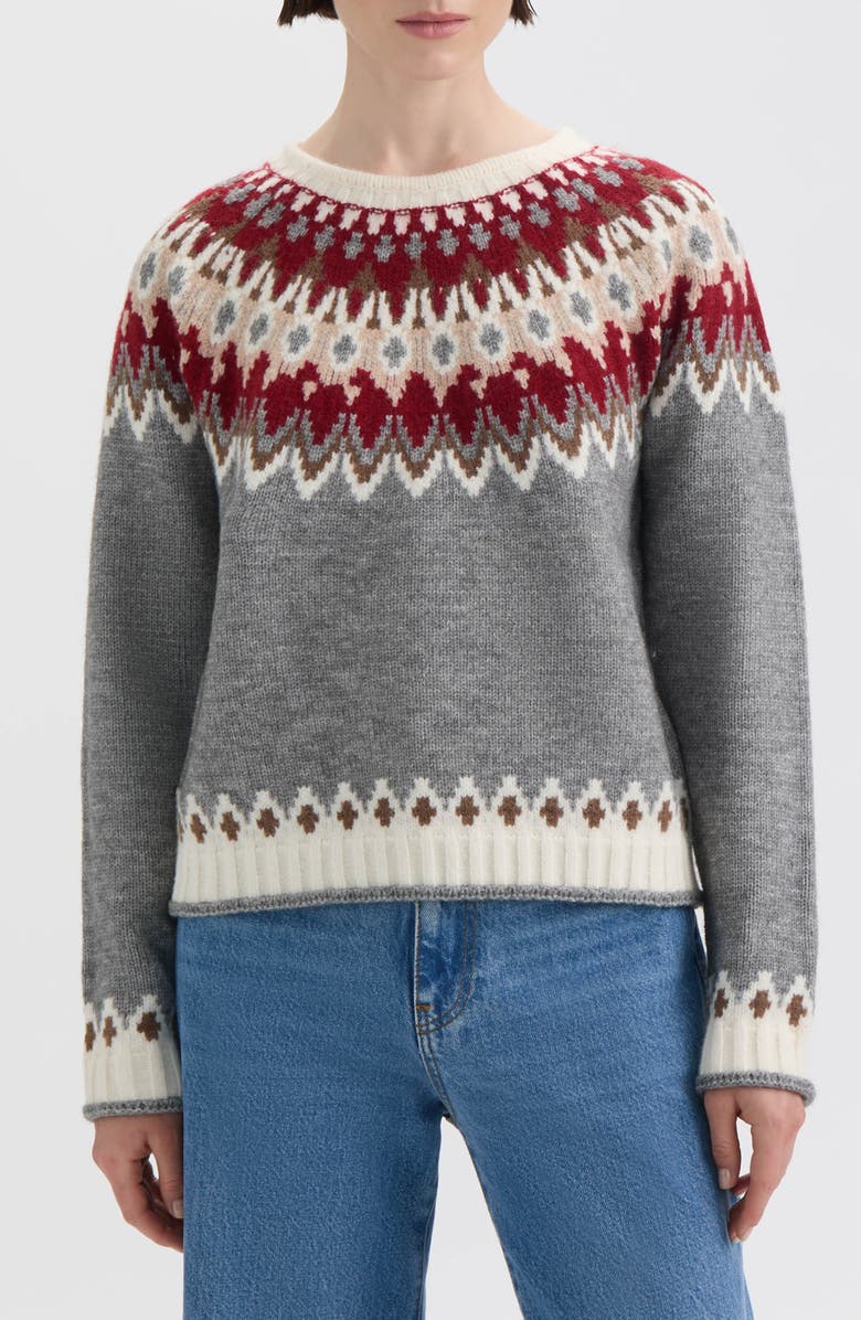 Hunter Jacquard Crewneck Sweater, Main, color, Grey