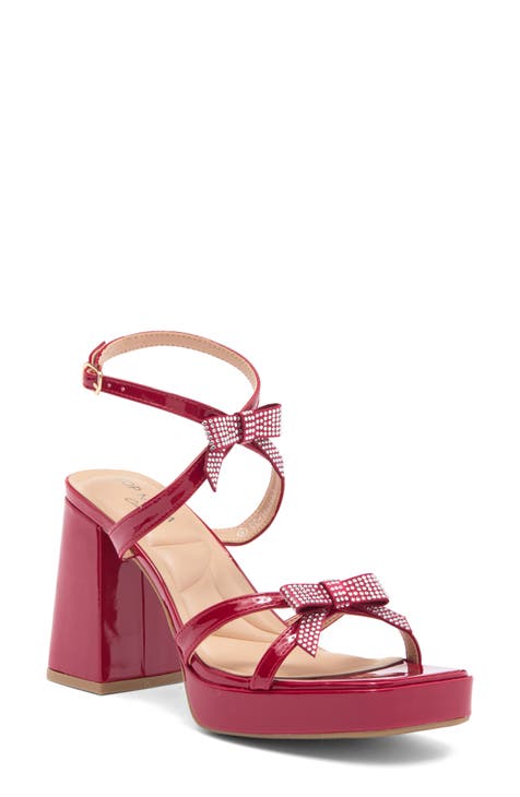 Crystal Bow Block Heel Sandal (Women)