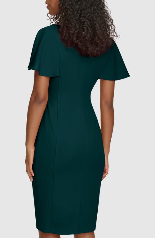 Calvin Klein Flutter Sleeve Sheath Dress In Green