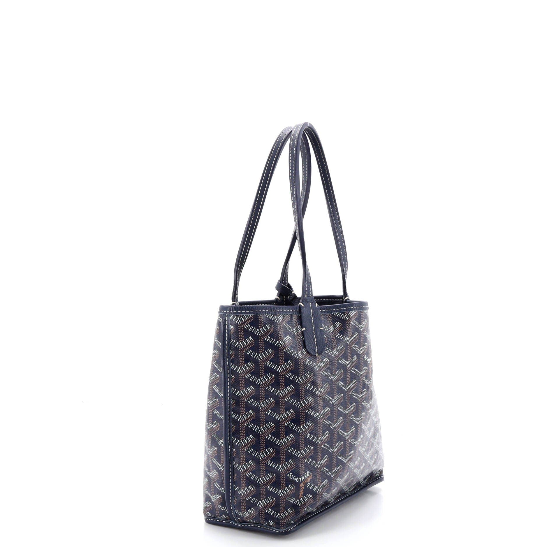 Pre-Owned Goyard Anjou Reversible Tote Coated Canvas Mini, Alternate, color, Blue