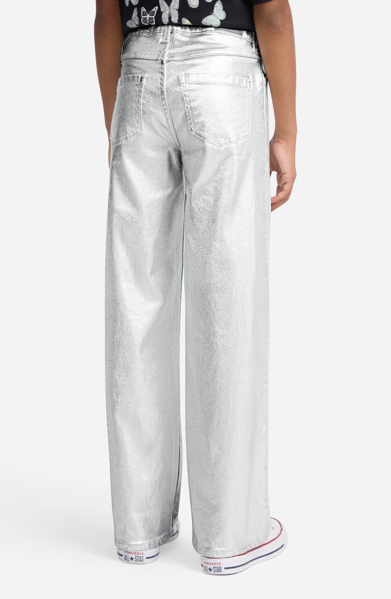 abercrombie kids Kids' Shine High Rise Wide Leg Jeans, Alternate, color, Silver Shine