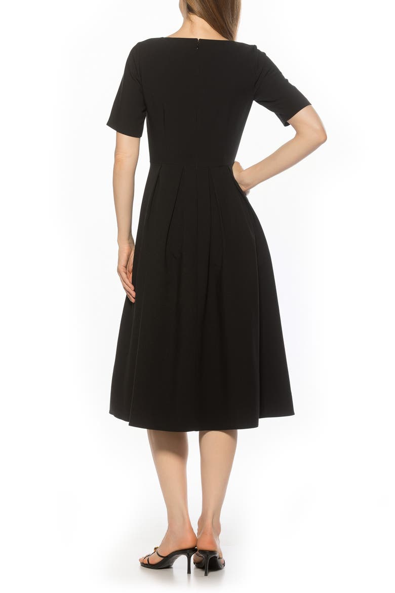 Imani Pleated Short Sleeve Dress, Alternate, color, BLACK