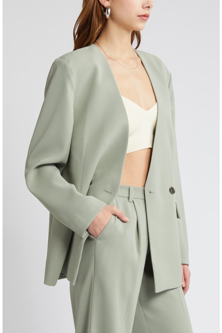 Collarless Double Breasted Blazer, Alternate, color, GREEN HALO
