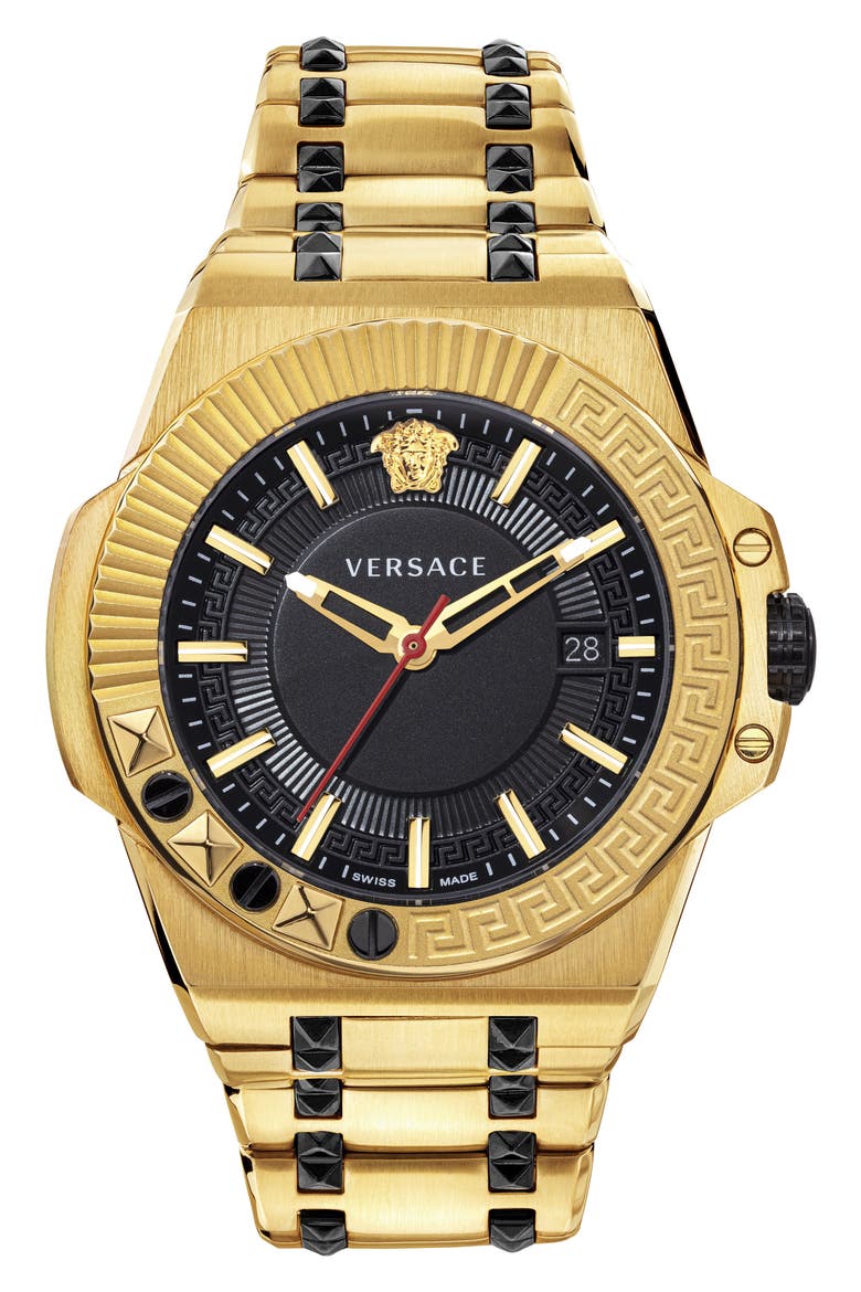 Chain Reaction Bracelet Watch, 45mm, Main, color, GOLD/ BLACK/ GOLD