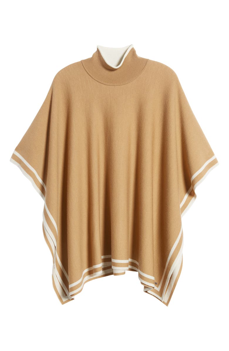 BOSS Lalena Mock Neck Virgin Wool Poncho, Alternate, color,