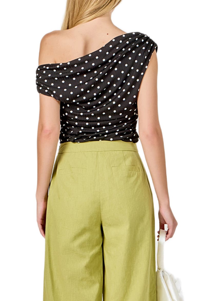 Polka Dot One-Shoulder Top, Alternate, color, BLACK/ WHITE