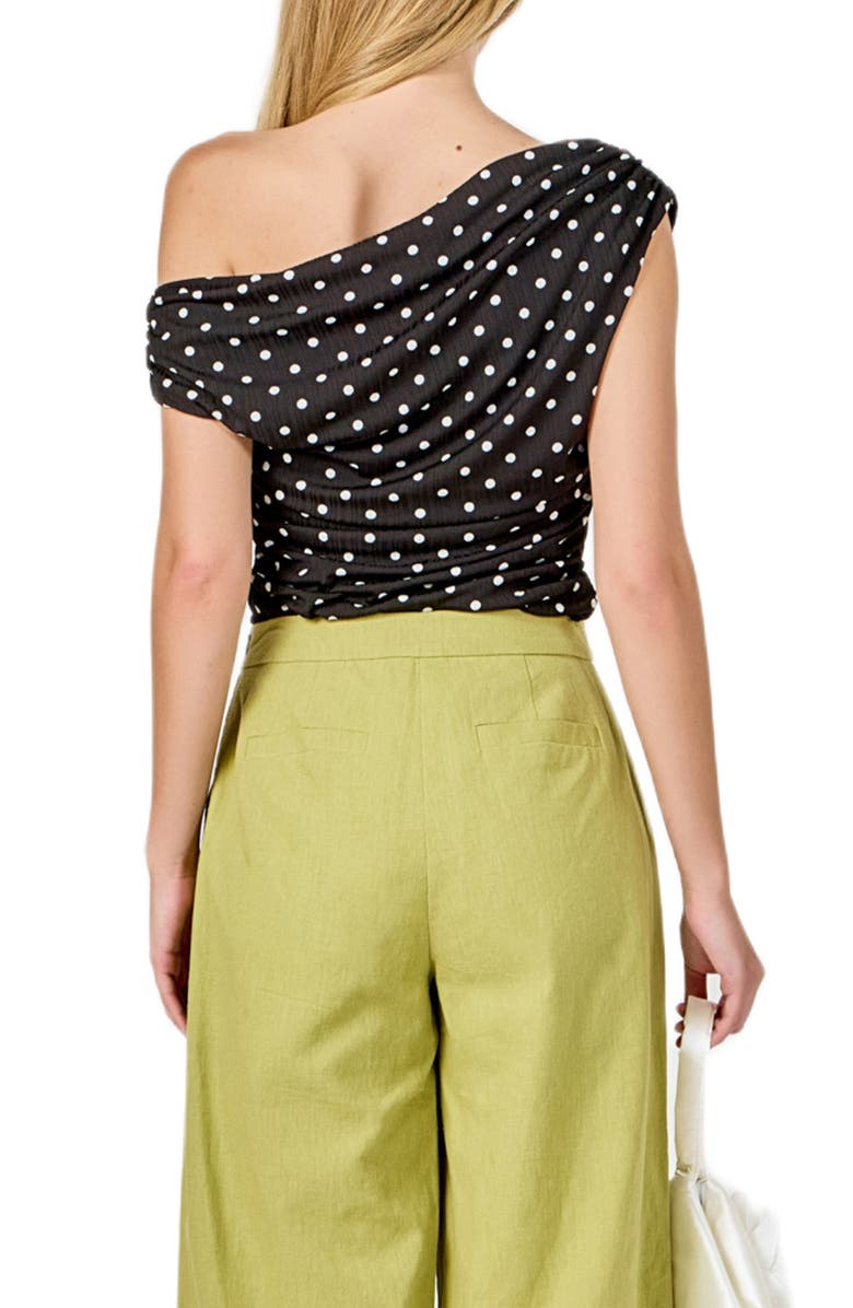 Endless Rose Polka Dot One-Shoulder Top, Alternate, color, Black/ White