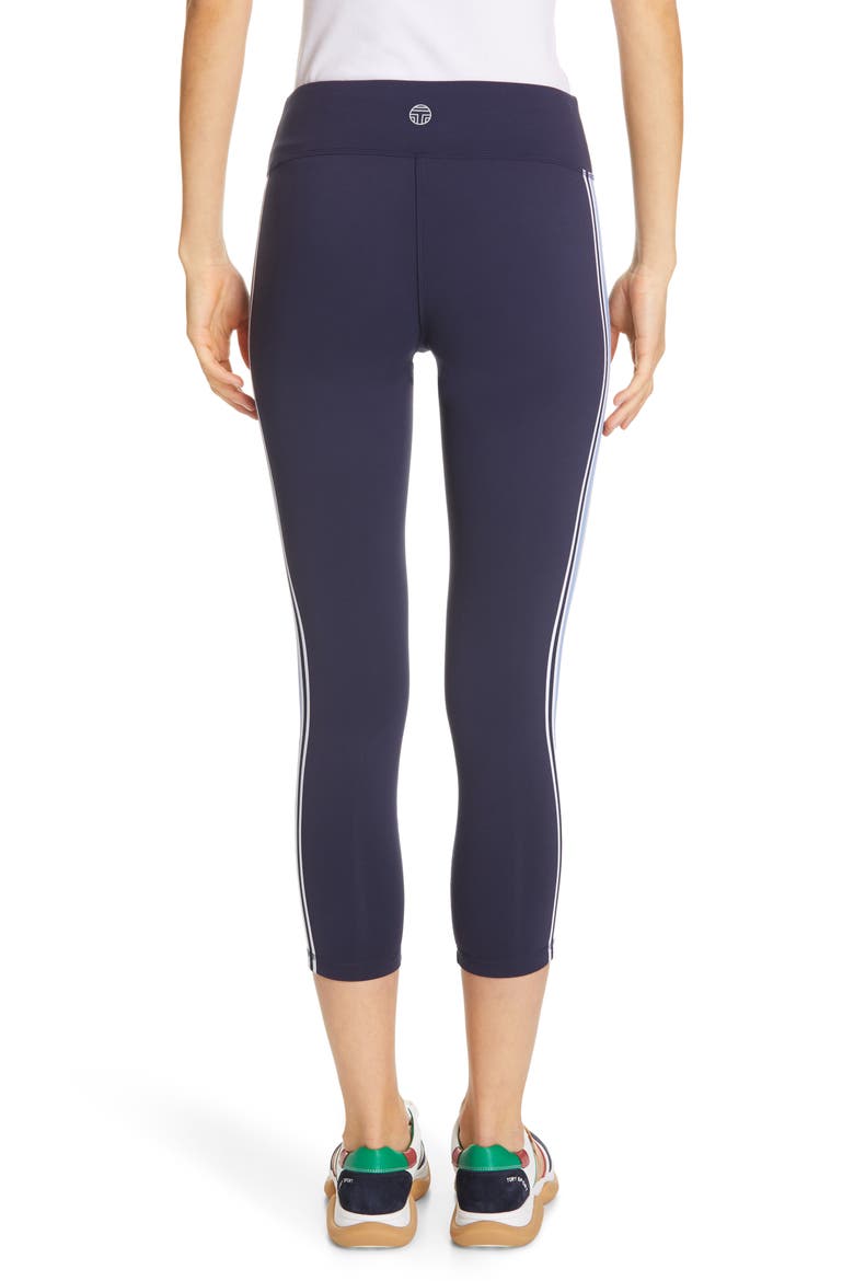 Tory Sport Retro Stripe 7/8 Leggings, Alternate, color, TORY NAVY