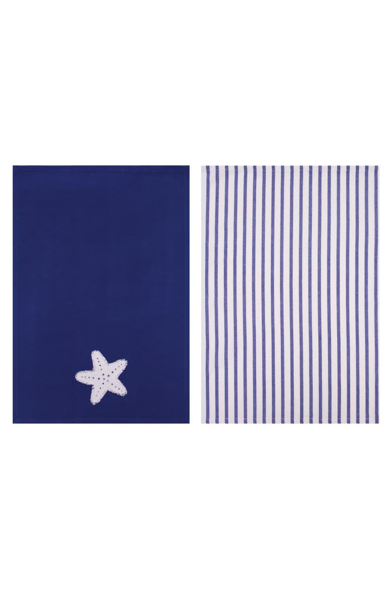 Coastal Tufted Striped Towels Set of 2, Alternate, color, Blue