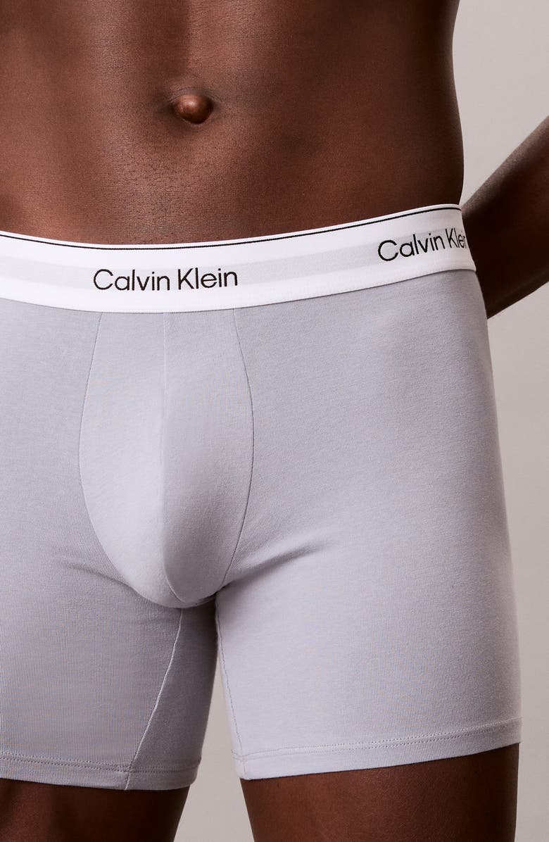 Calvin Klein Icon 3-Pack Stretch Cotton Boxer Briefs, Alternate, color, Misty Grey/ Diamond Shoreline