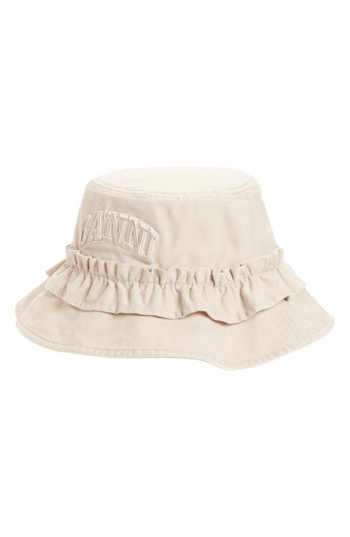 Ganni Washed Organic Cotton Canvas Bucket Hat In White