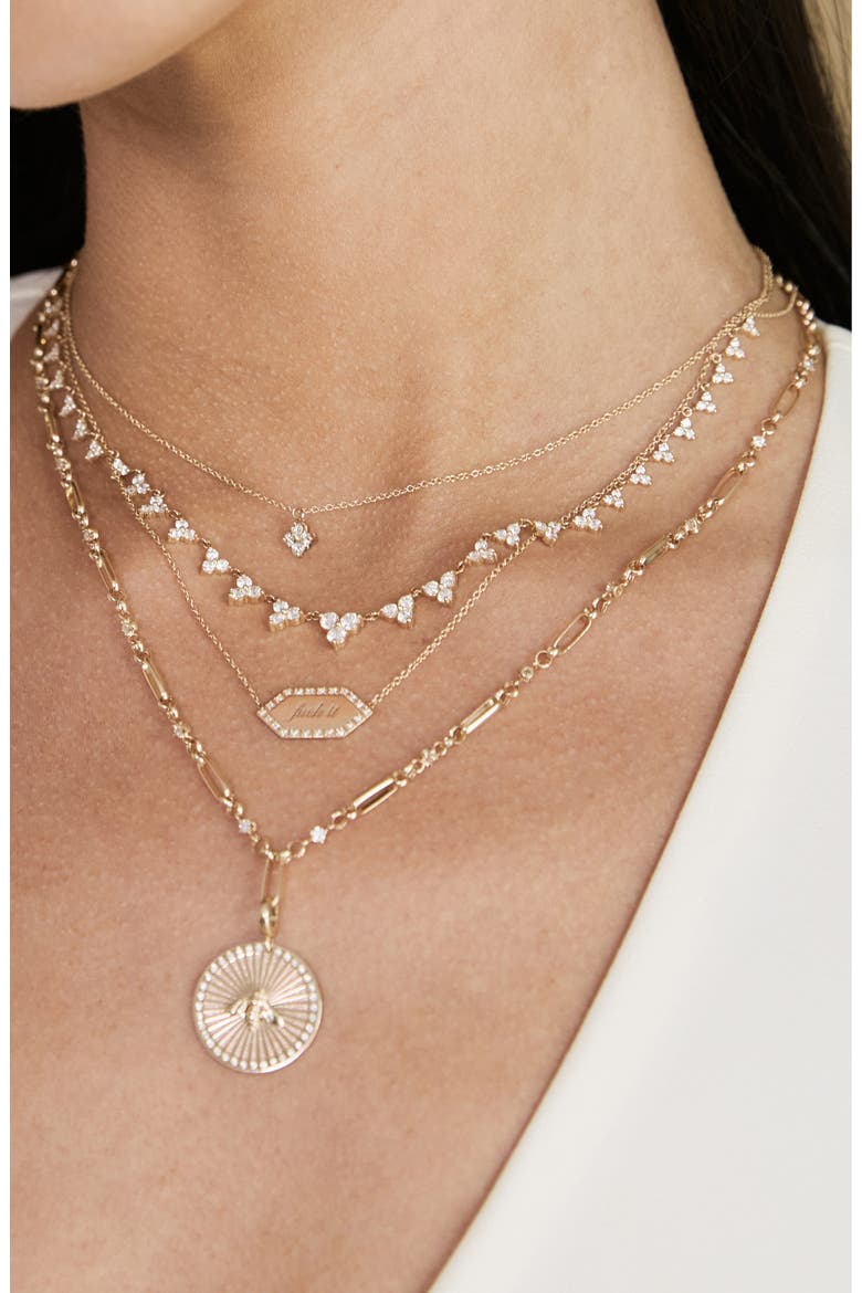 Diamond Flower Pendant Necklace, Alternate, color, YELLOW GOLD