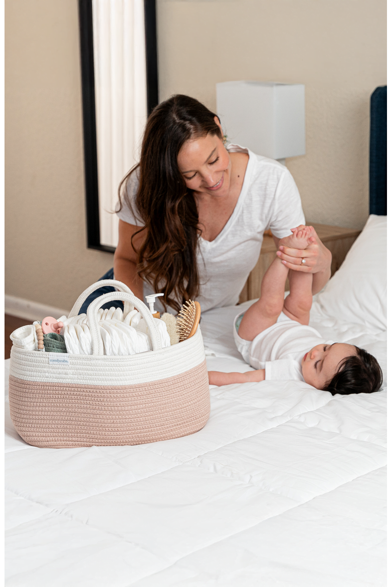 Rope Diaper Caddy, Alternate, color, Blush