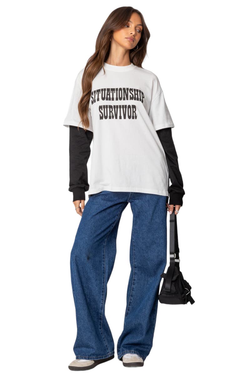 EDIKTED Situationship Oversize Layered Top, Alternate, color, White
