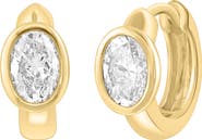 EFFY 14K Gold Plated Sterling Silver Oval Lab Grown Diamond Huggie Hoop Earrings