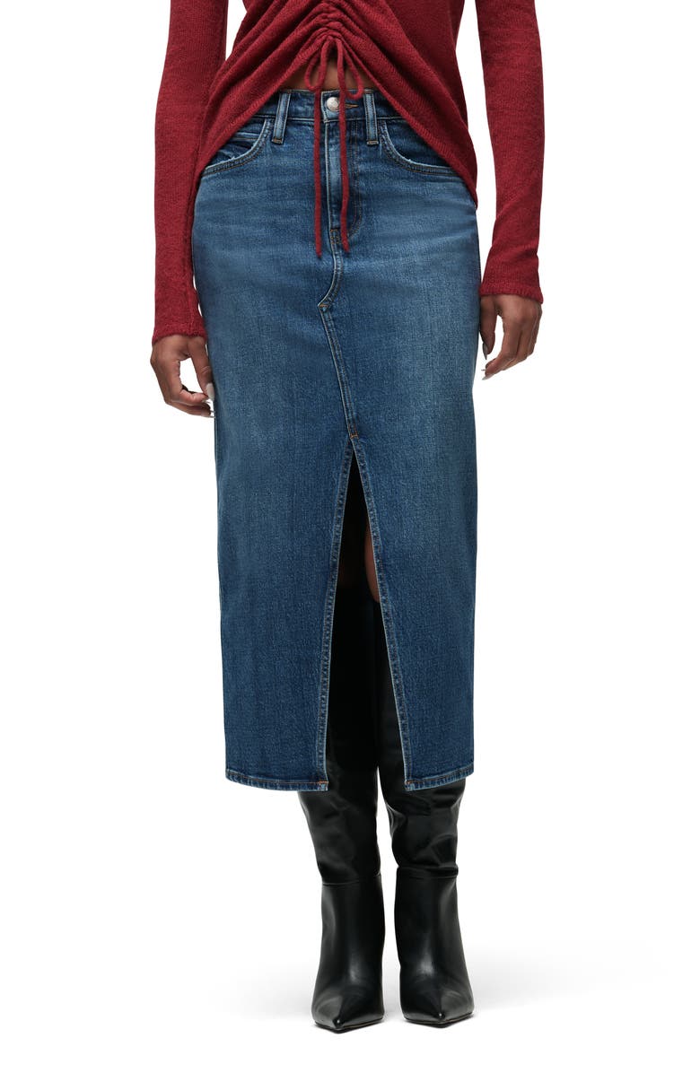 Hudson Jeans Reconstructed Denim Midi Skirt, Main, color, Zion