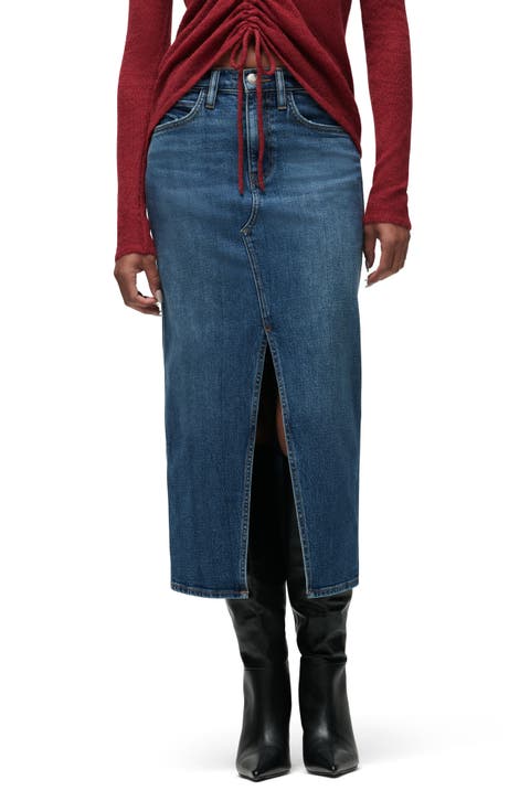 Reconstructed Denim Midi Skirt