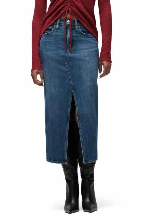 Hudson Jeans Reconstructed Denim Midi Skirt