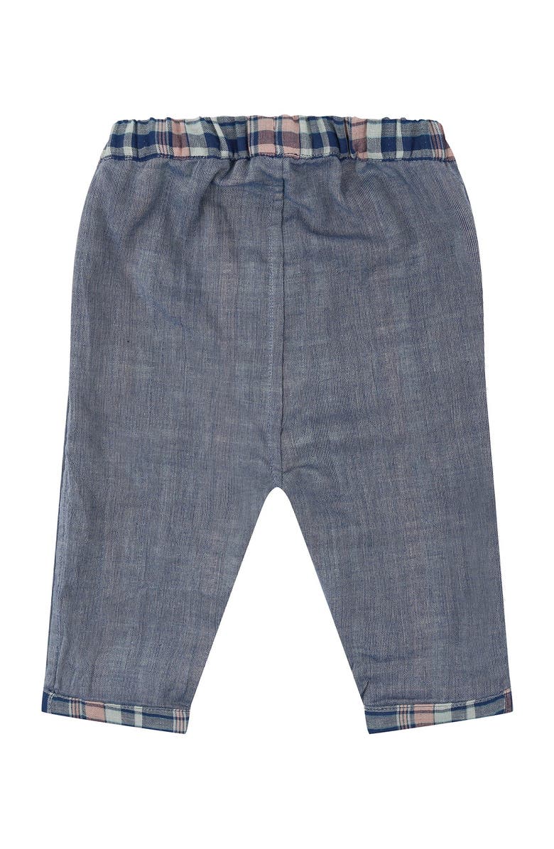 Lilly + Sid Organic Cotton Check Print Top And Trouser Set, Alternate, color, Navy