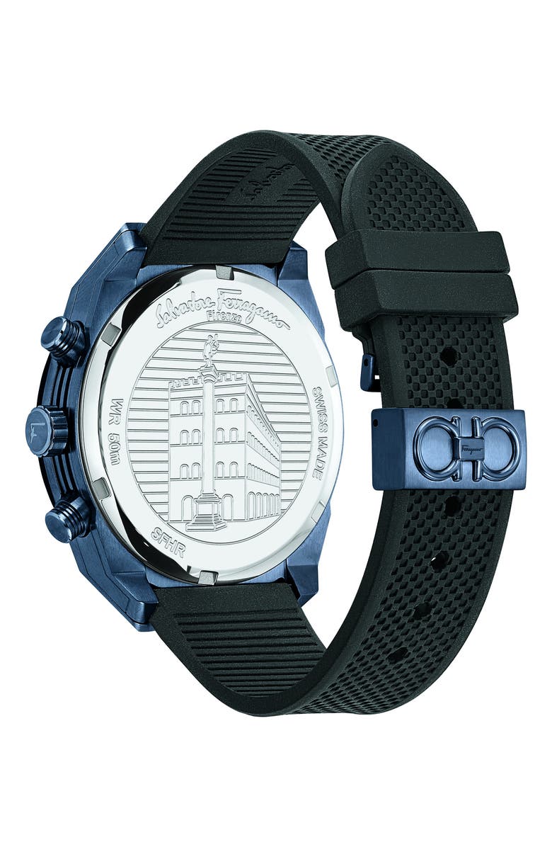 FERRAGAMO Salvatore Ferragamo SLX Chronograph Rubber Strap Watch, 43mm, Alternate, color, 