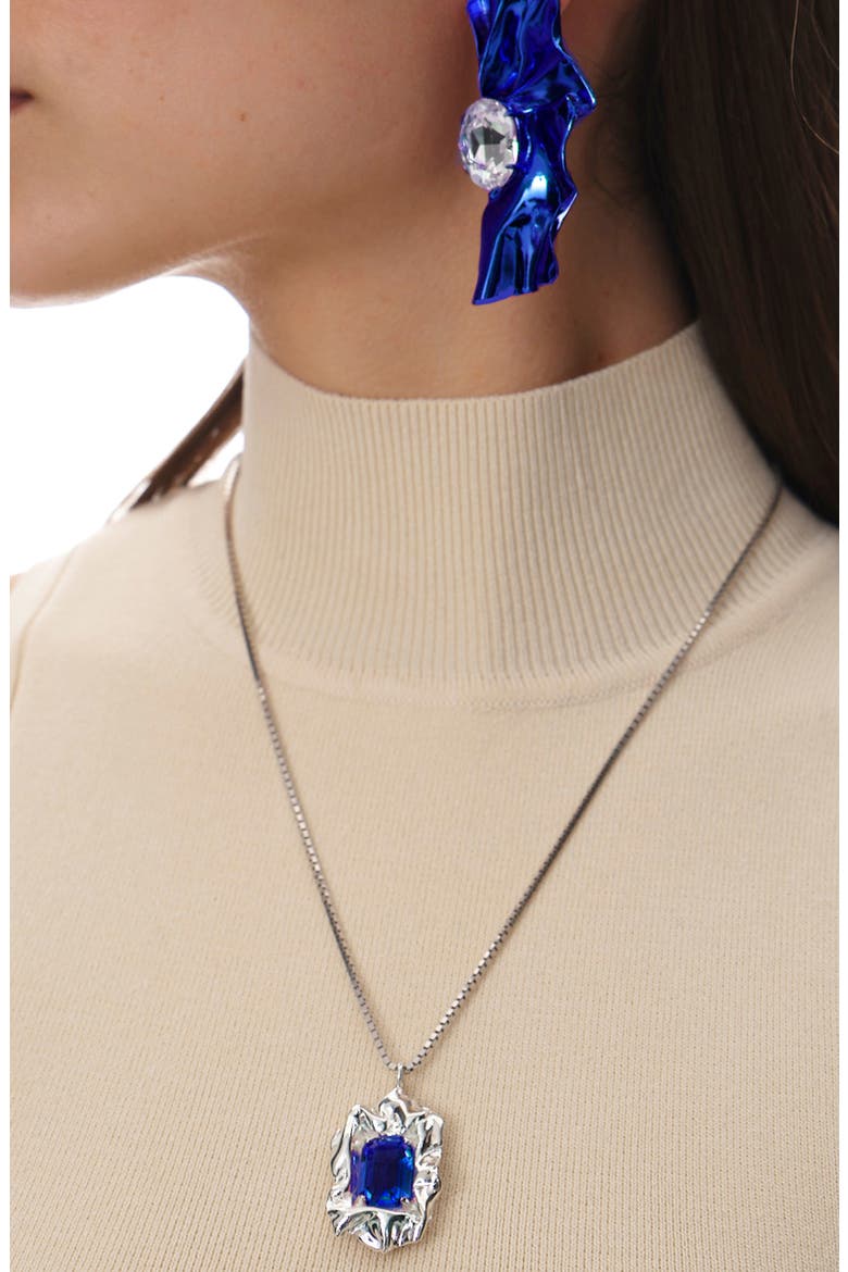 Edith Crystal Pendant Necklace, Alternate, color, SILVER - SAPPHIRE