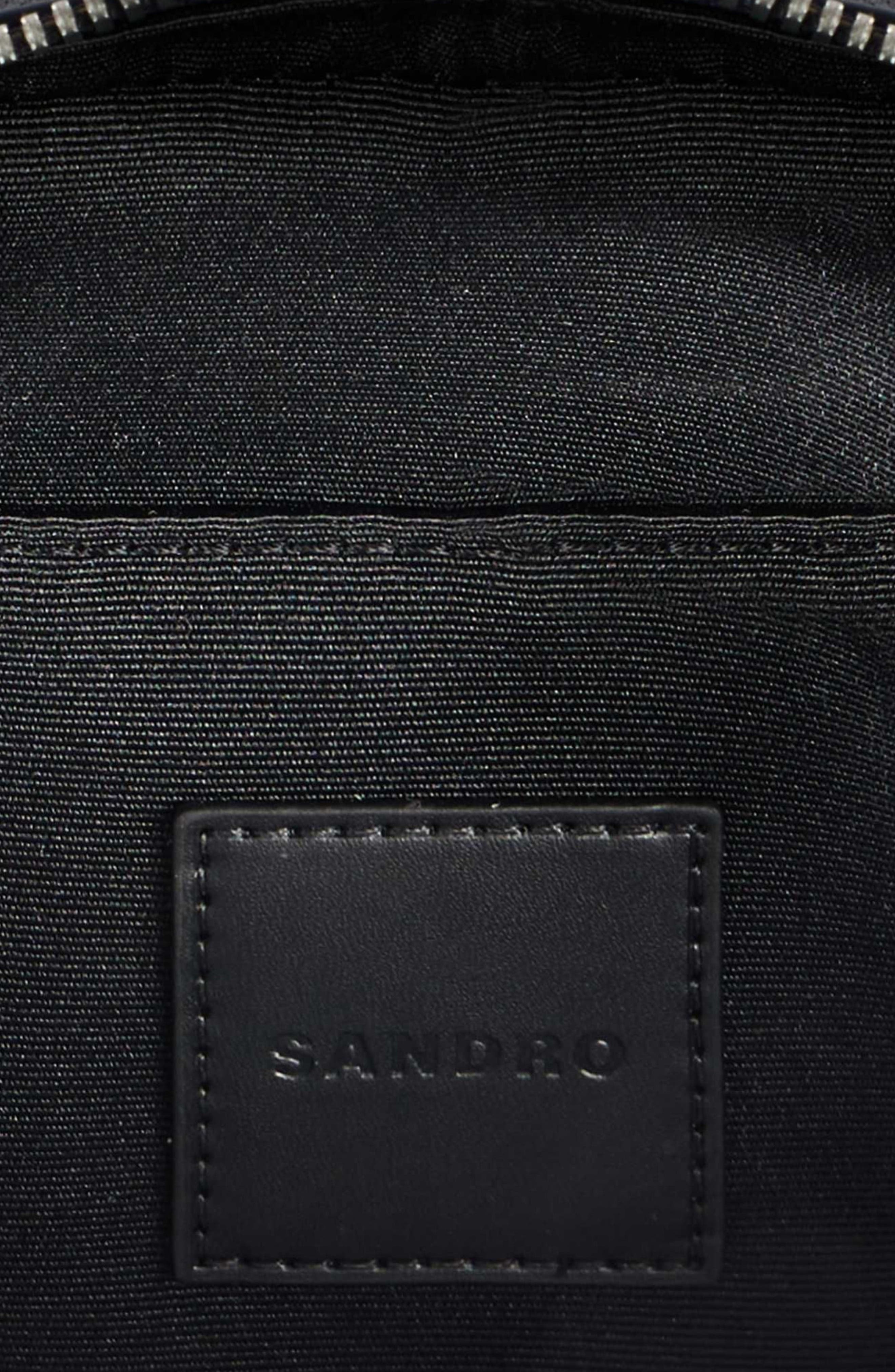 SANDRO Small grained leather bag, Alternate, color, Navy Blue