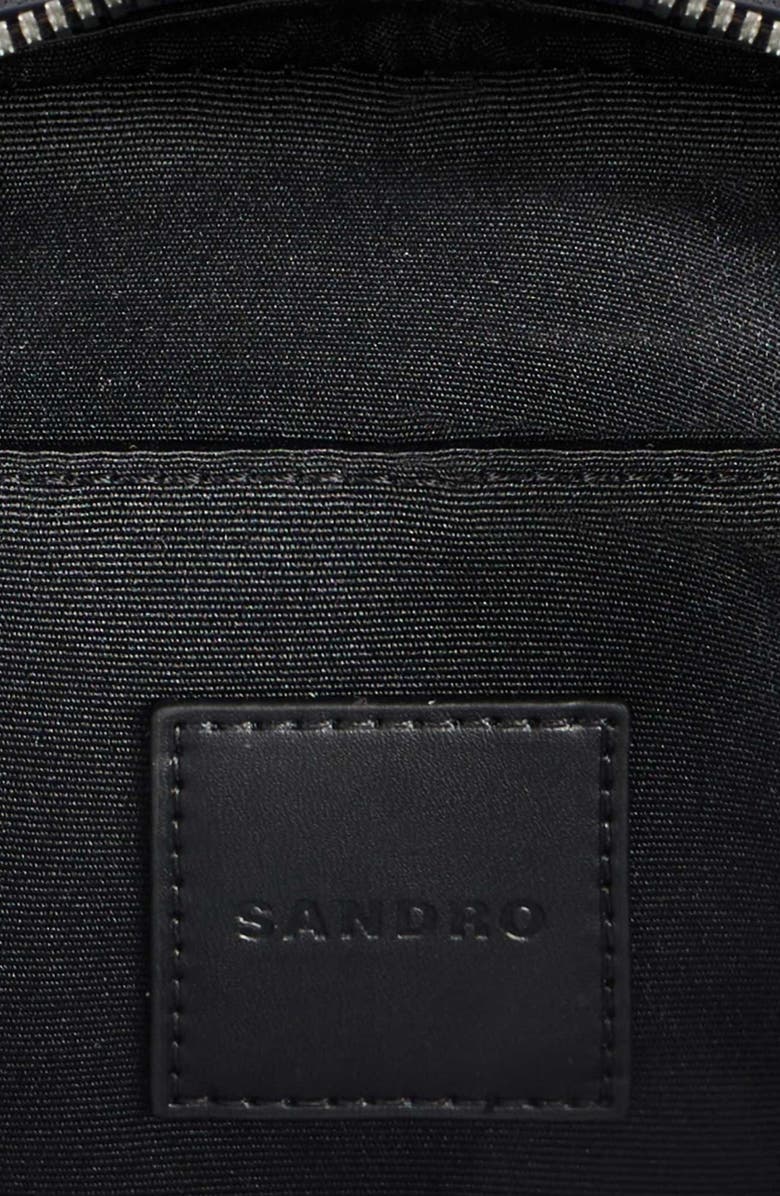 SANDRO Small grained leather bag, Alternate, color, Navy Blue