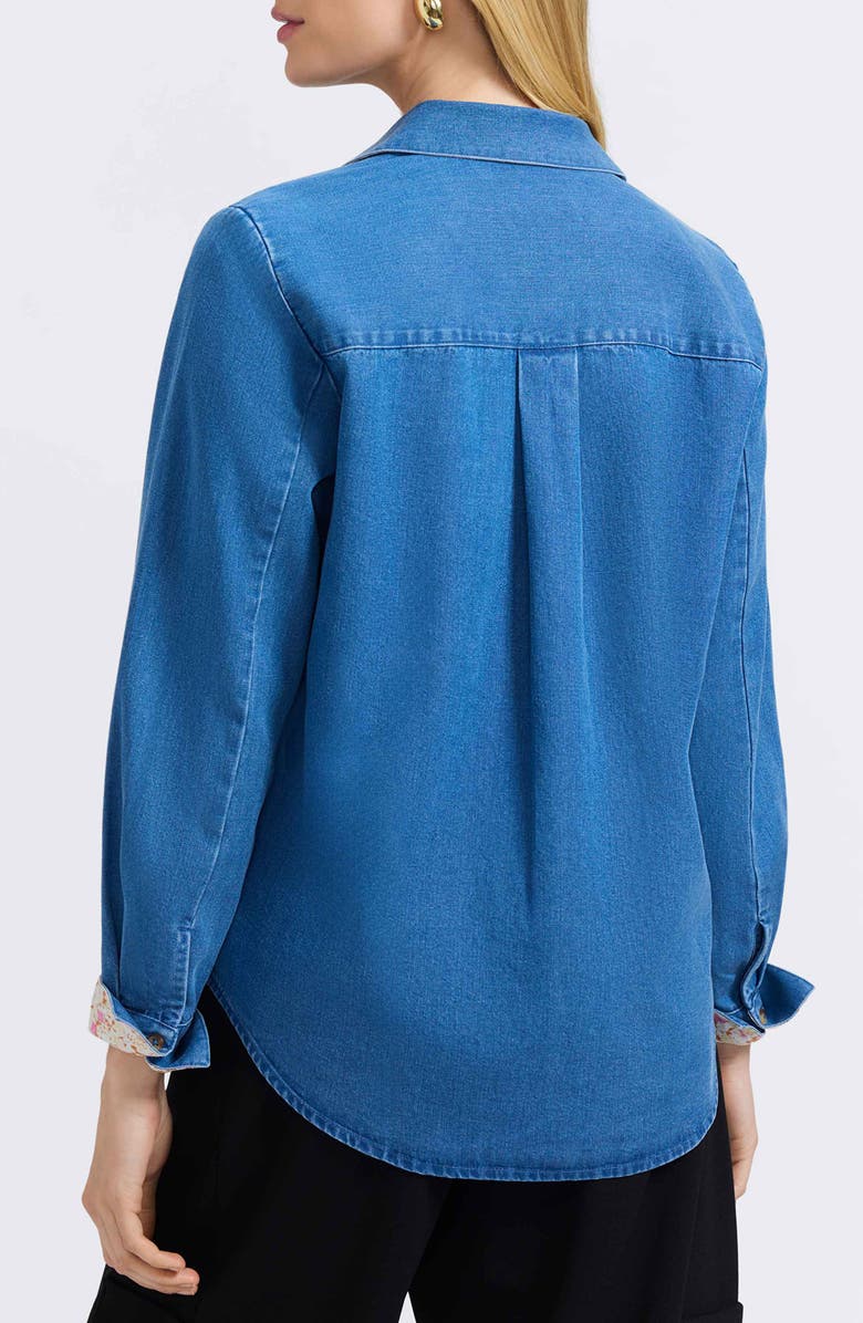 Foxcroft Margie Denim Button-Up Shirt, Alternate, color, Medium Wash