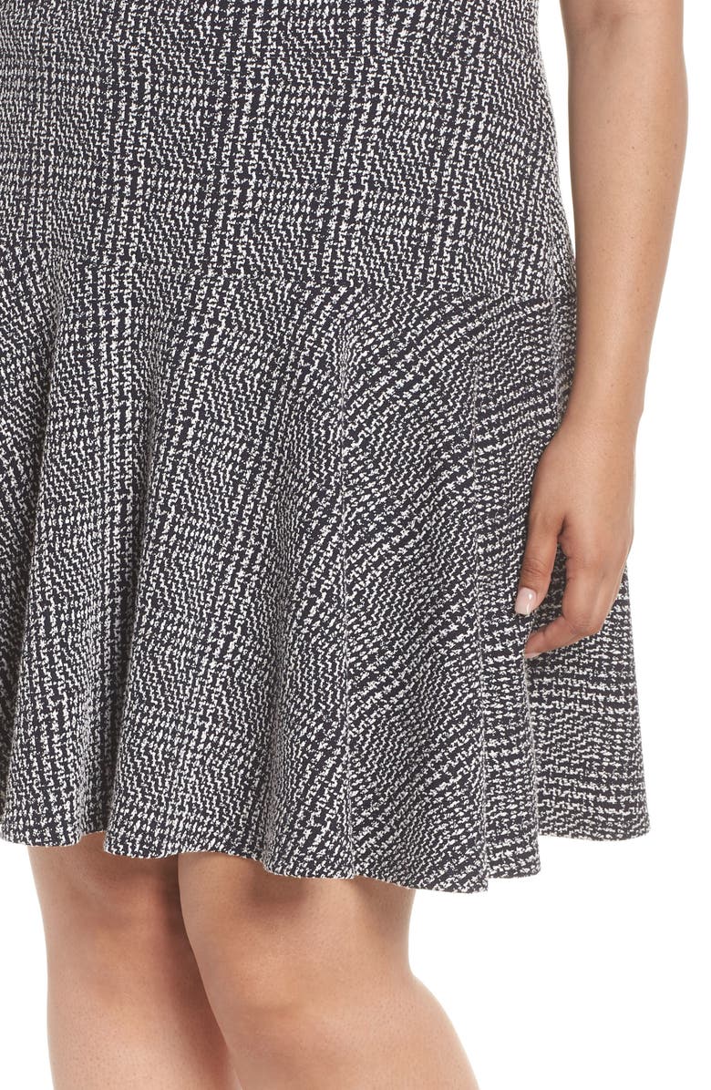 Eliza J Drop Waist Sleeveless Dress, Alternate, color, Navy/ Ivory