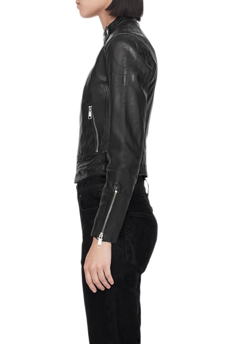 Comet Leather Jacket, Alternate, color, BLACK