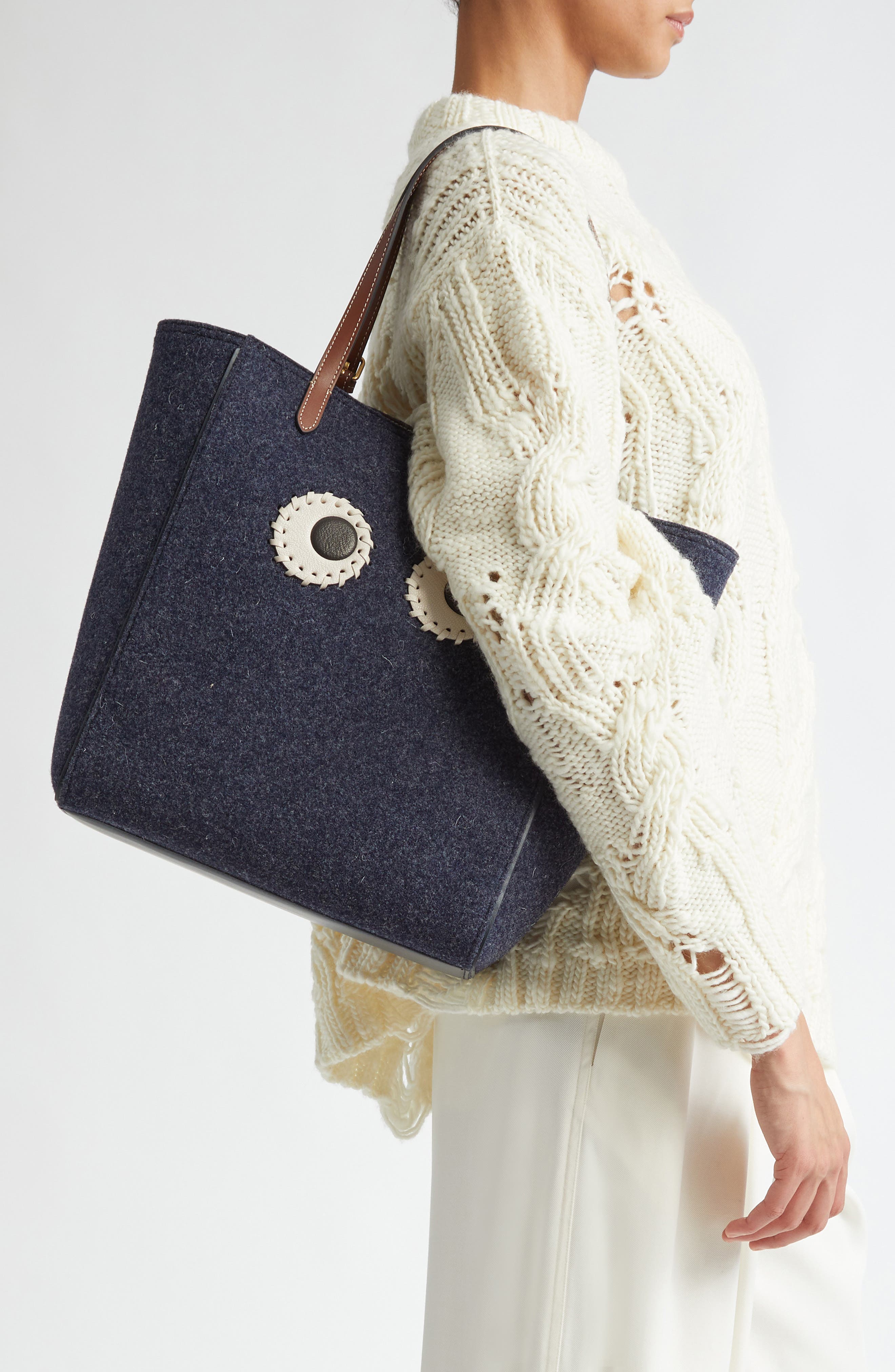 Anya Hindmarch Small Eyes Wool Tote, Alternate, color, 