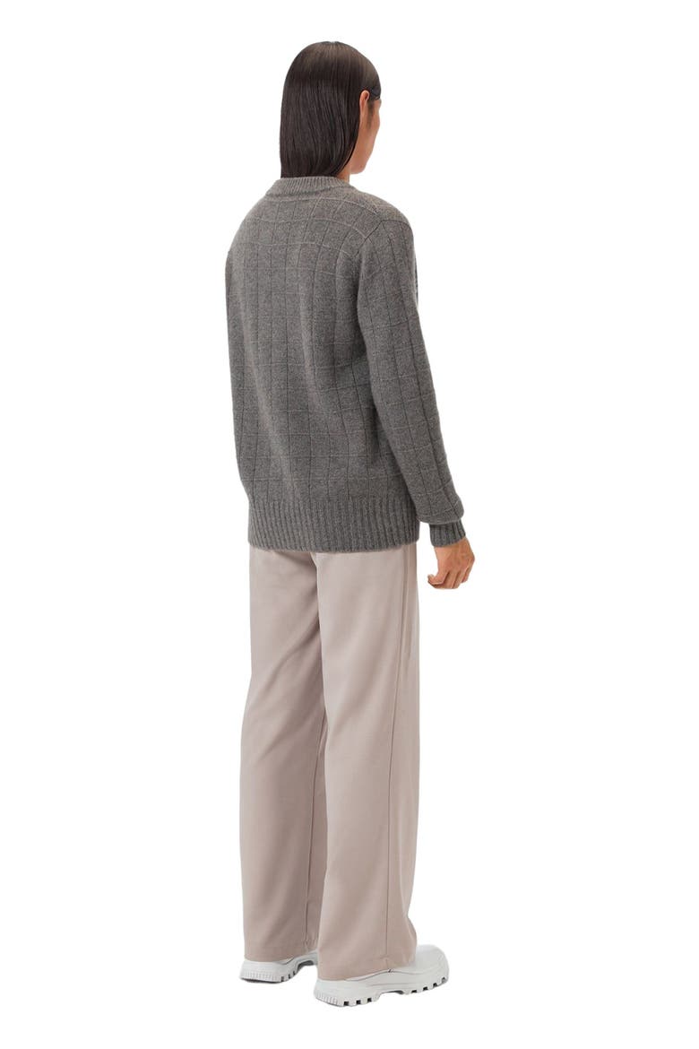 Square-Patterned Cashmere Sweater, Alternate, color, dim gray