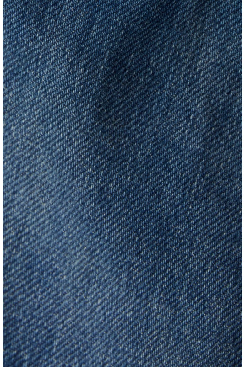 Orim Ruched Sleeve Denim Jacket, Alternate, color, MID BLUE