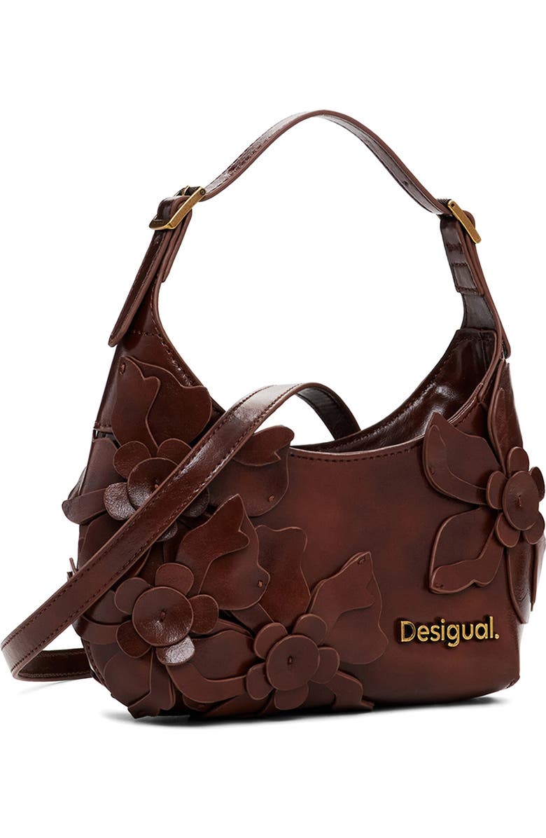 Desigual Faux Leather Shoulder Bag, Alternate, color, Brown