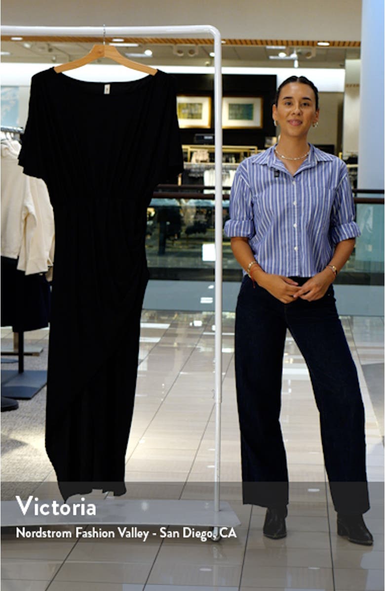 Batwing Sleeve Front Slit Jersey Dress, sales video thumbnail