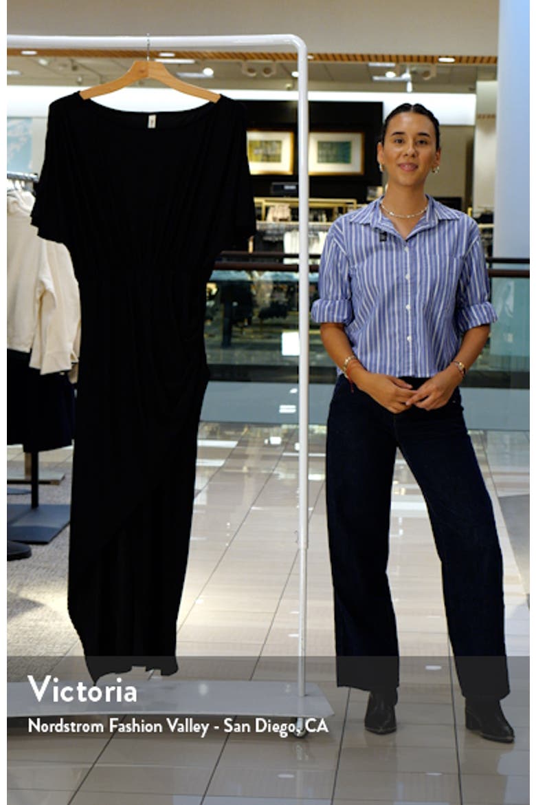 Batwing Sleeve Front Slit Jersey Dress video