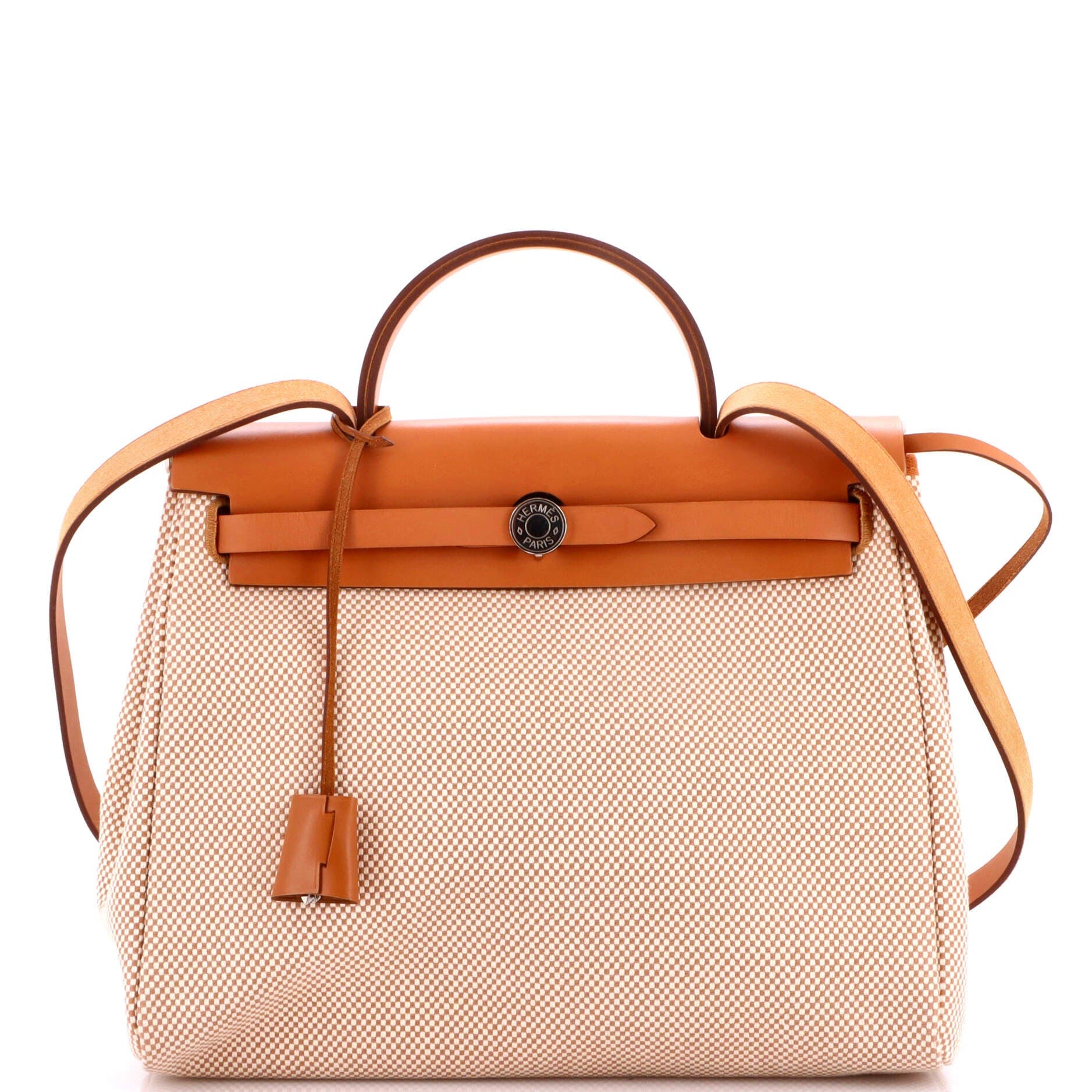 Pre-Owned Hermes Herbag Zip Criss Viking Toile and Leather 31, Main, color, Gold