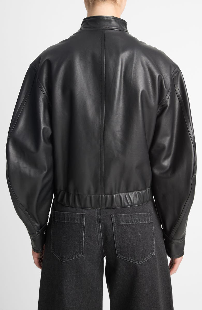 Vince Leather Crop Bomber Jacket, Alternate, color, 