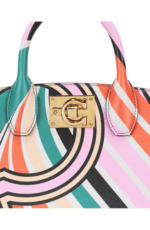 Ferragamo Gancini Print Leather Tote Bag In Multi