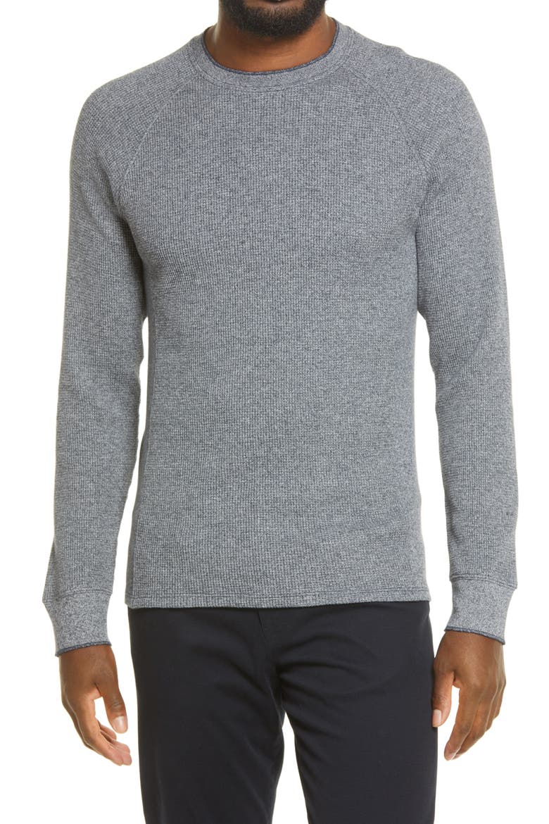 Mouliné Thermal Pima Cotton Long Sleeve Pullover, Main, color, COASTAL/ LECHE