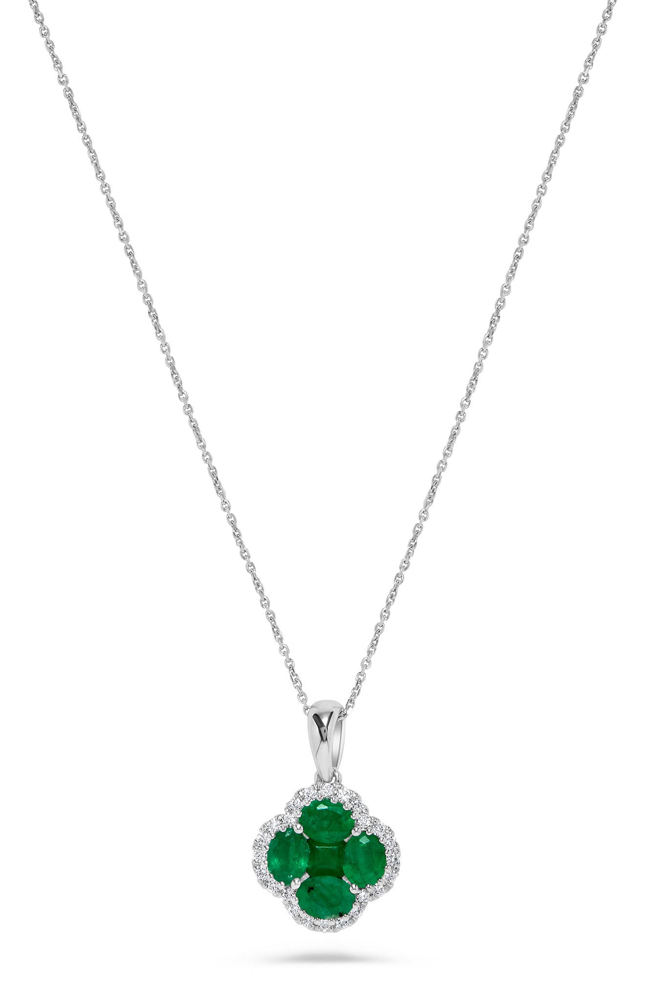 H.J. Namdar Stone & Diamond Clover Pendant Necklace - 0.15ct.