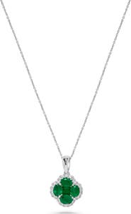 H.J. Namdar Stone & Diamond Clover Pendant Necklace - 0.15ct.