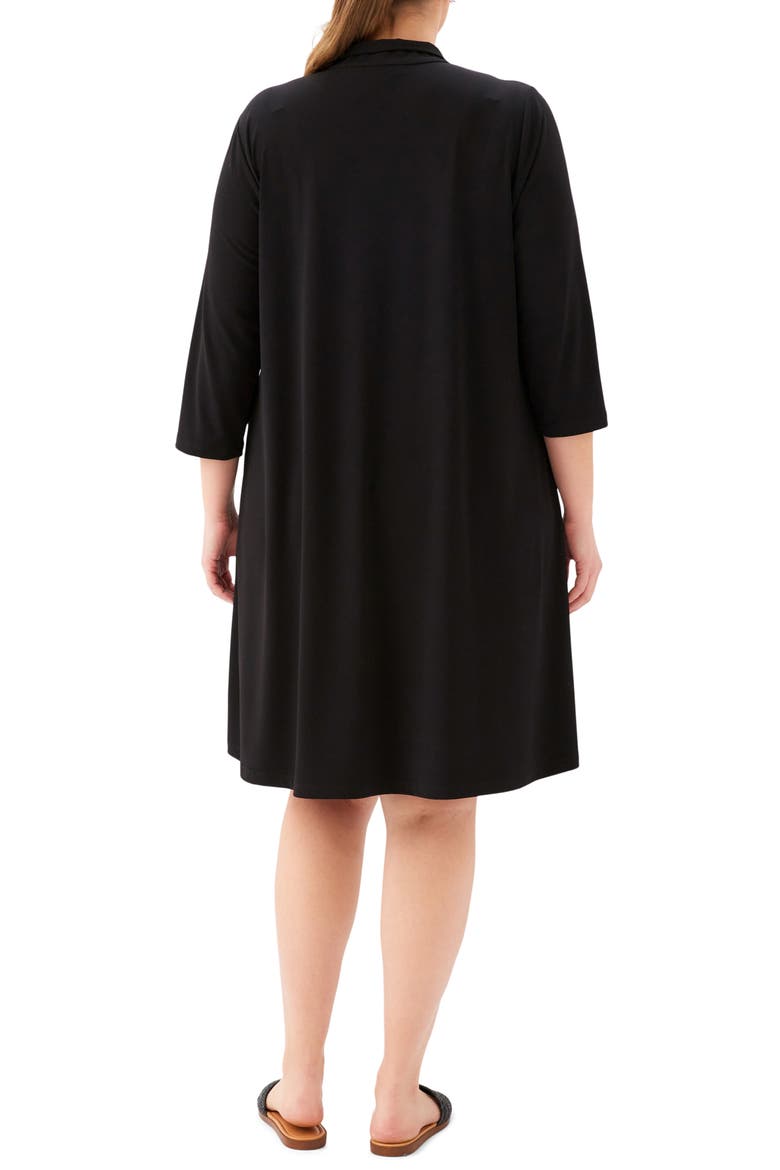 Half Zip Travel Jersey Dress, Alternate, color, BLACK
