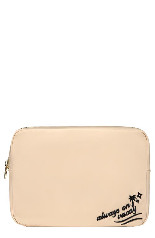 Stoney Clover Lane Large Embroidered Nylon Pouch In Sand