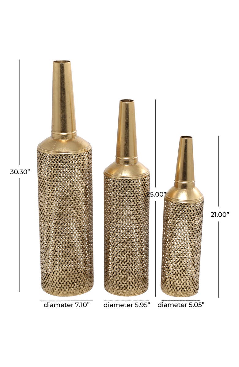 Novogratz Diamond Cut 3-Piece Metal Vase Set, Alternate, color,